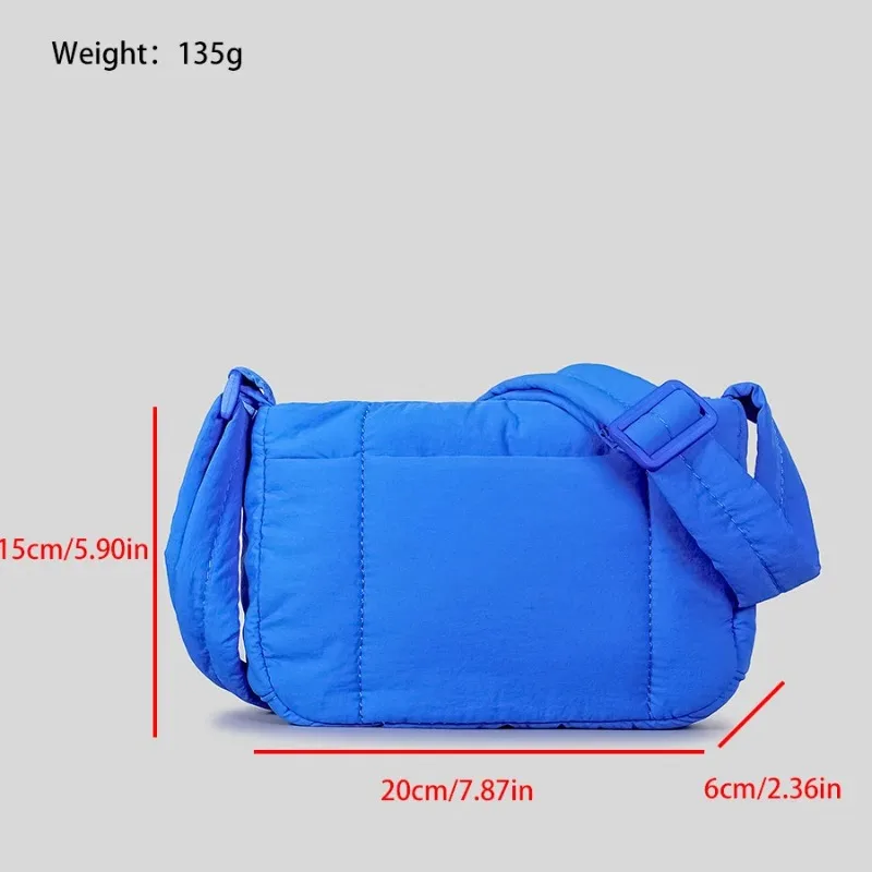 Casual Small Puffer Bag Designer Crossbody Bag for Women Lightweight Nylon Padded Shoulder Bag Candy Color Female Purses 2023