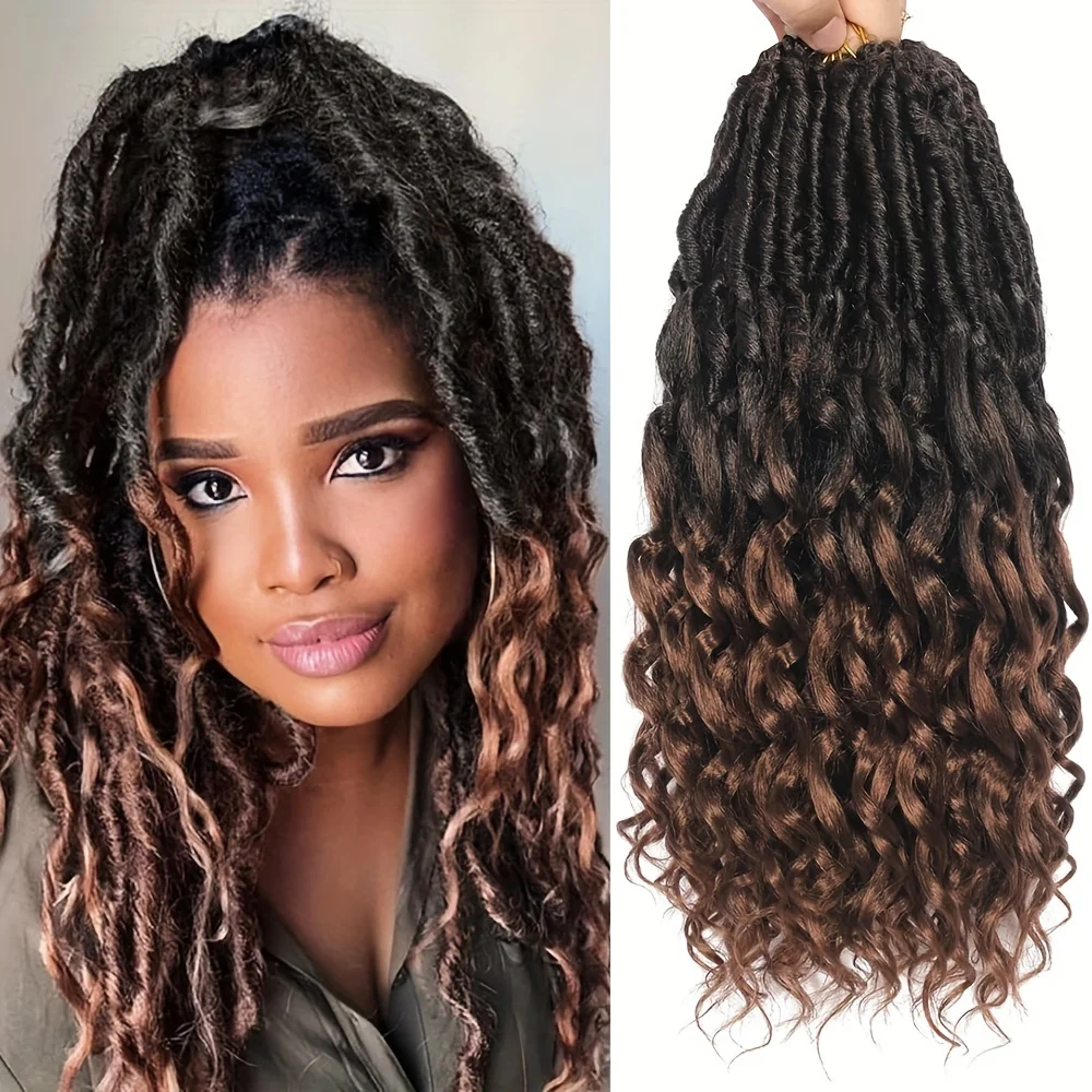 Soft & Curly Faux Locs Crochet Hair - 6pcs, Pre-Looped Goddess Braids for Women, High-Temperature Synthetic Braiding hair