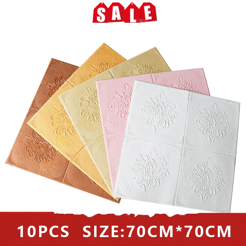 70cmx70cm 3D Foam Wall Panels Waterproof Flowers Wallpaper Anti-Collision Wall Stickers Bedroom Children's Room Home Decoration new wall mounted automatic sensor foam hand sanitizer household children s smart soap dispenser