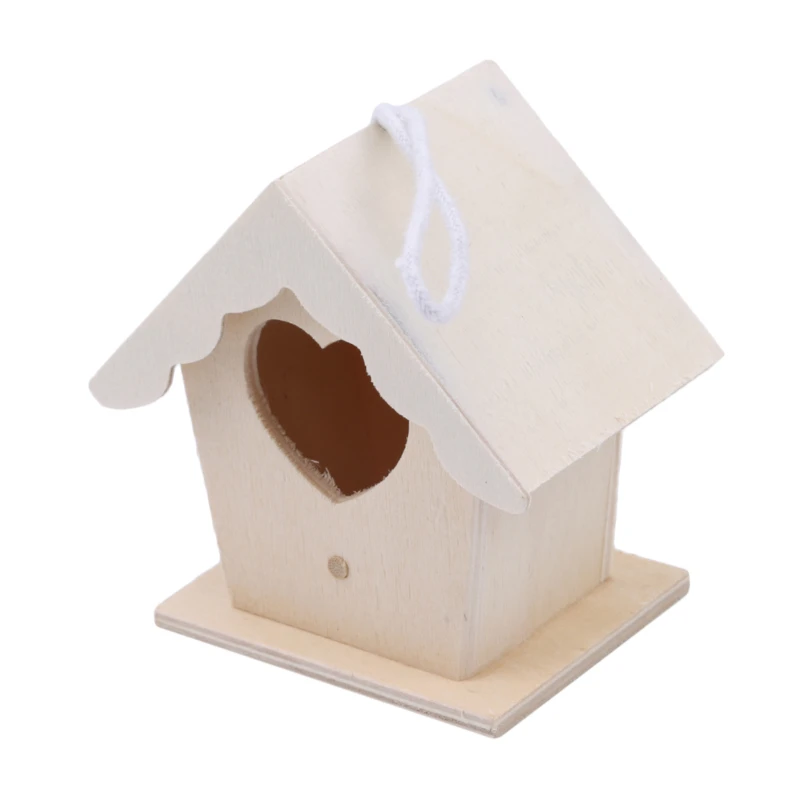 Bird house bird nest creative wooden hummingbird house hanging rope home gardening decoration wall-mounted