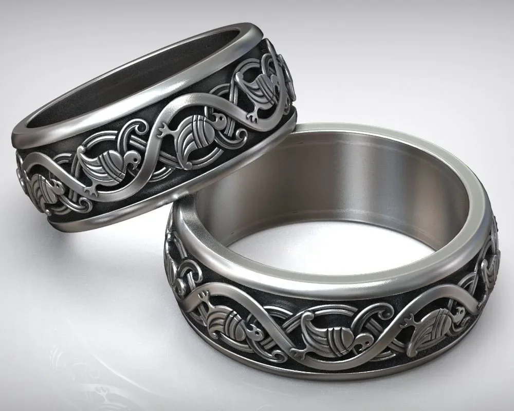 8g Slavic Scandinavian Bird Wedding Band Women Rings  Customized 925 Solid Sterling Silver Rings Many Sizes 6-13