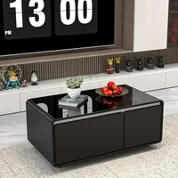 Coffee Table with Built in Fridge, Temperature Control Drawer, Ice Water Interface & Outlet Protection, Smart LED Tea Table 1