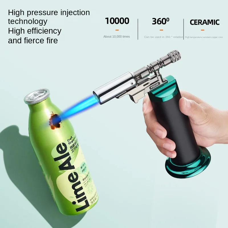 Windproof Blue Flame Jet Torch Gas Lighter Outdoor Cigar Barbecue Cooking Kitchen Butane Refillable Metal Welding Gun