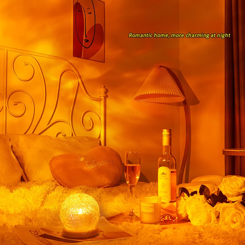 New Water Ripple Projector Night Light Crystal Mood Lamp Decoration Home Houses Camera Da Letto Estetica Regalo Di Natale Luci Al Tramonto