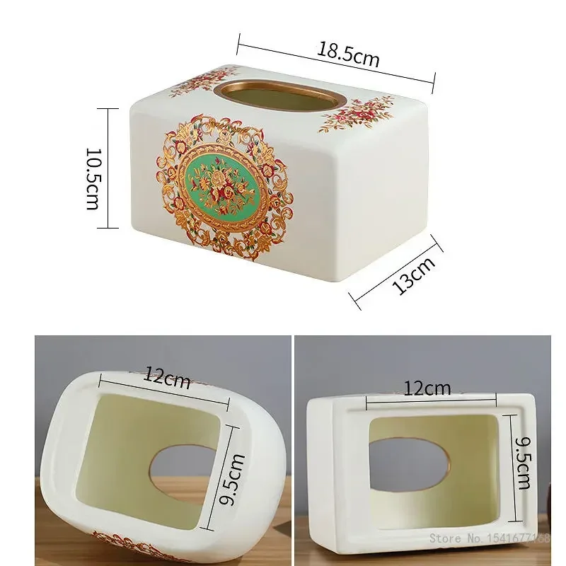 Flower and Bird pattern ceramic tissue box, European modern storage box, for home, bedroom, living room, dining room, 1pc