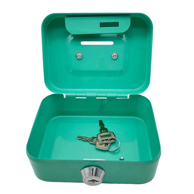 Portable Money Safe Box Lockable Cash Box With Key Metal Small Security Lock Box Sturdy Coin Boxes For Kids 1