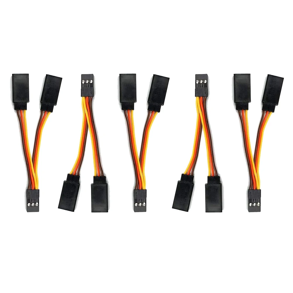 

5 Pcs JR/Futaba Style Servo 1 To 2 Y Harness Leads Splitter Cable Male To Female Extension Lead Wire for RC Models 7Cm