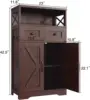 Dark Brown Storage Cabinet with Drawers and Shelves, Standing Kitchen Pantry Cabinet, Floor Storage Cabinet Hutch Cupboard, 2
