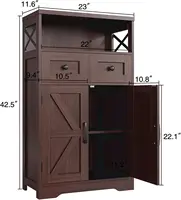 Dark Brown Storage Cabinet with Drawers and Shelves, Standing Kitchen Pantry Cabinet, Floor Storage Cabinet Hutch Cupboard, 2