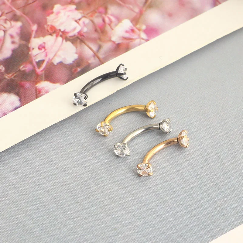 wholesales stainless steel eyebrow ring banana daith eyebrow jewelry 16g cartilage earrings helix barbell conch piercing