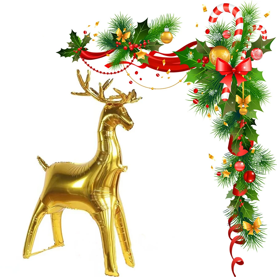 

Gold Christmas Balloon New Standing Elk Tridimensional Sled Car Xmas Foil Ballon Merry Christmas Gift Deer Baloon Happy New Year