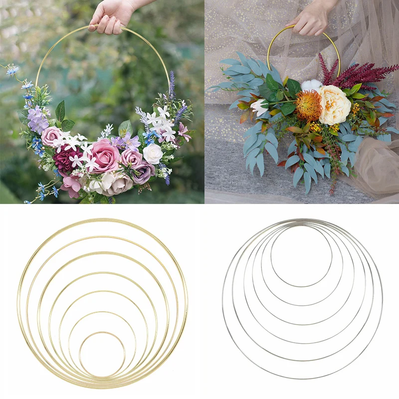 10-40cm Gold Metal Hoop Wreath Frame Wire Ring Flower Garland Iron - Main Image