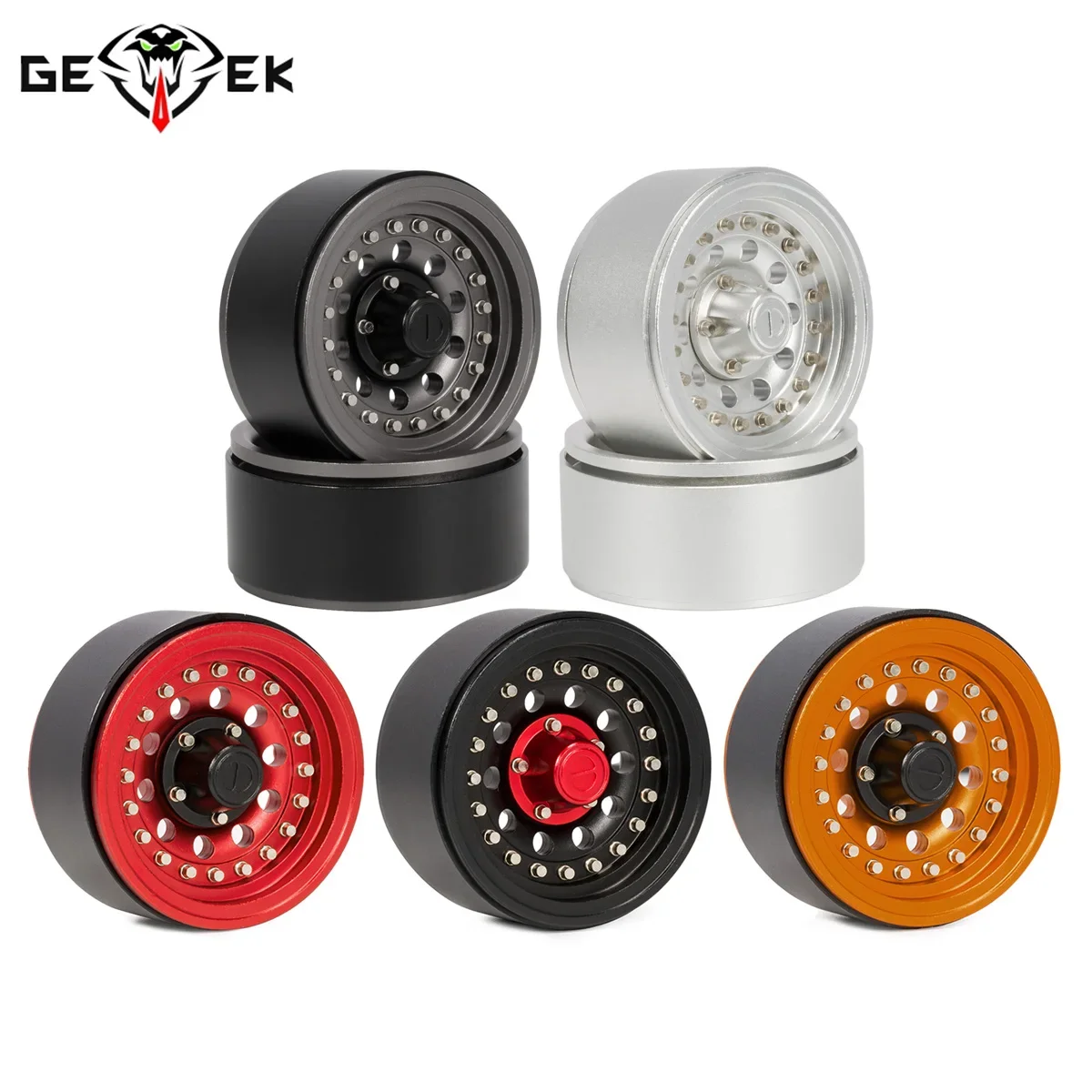 Metallo 1.9 Pollici Beadlock Cerchio Mozzo per 1/10 RC Crawler Axial Scx10 D90 TRX4 TRX6 Hpi Hsp Pneumatico RC Accessori Tamiya Accessori di ricambio (colore: 2 pezzi nero rosso