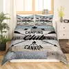 Camping Bedding Set Twin King Full Size for Teens Adult Duvet Cover Happy Camping Comforter Cover 3 Pieces with 2 Pillowcase 3