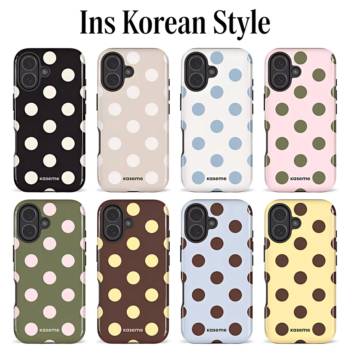 Luxury Clmj Ins Korean Polka Dot Y2K Phone Case for iPhone 17 17e 16e 16 15 14 13 12 11 Air Pro Max Plus Double-layer Back Cover 1