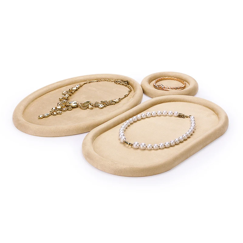 Necklace Ring Earring Bracelet Ornaments Display Tray Display Counter Jewelry Storage Tray Velvet Leather Look Pallet