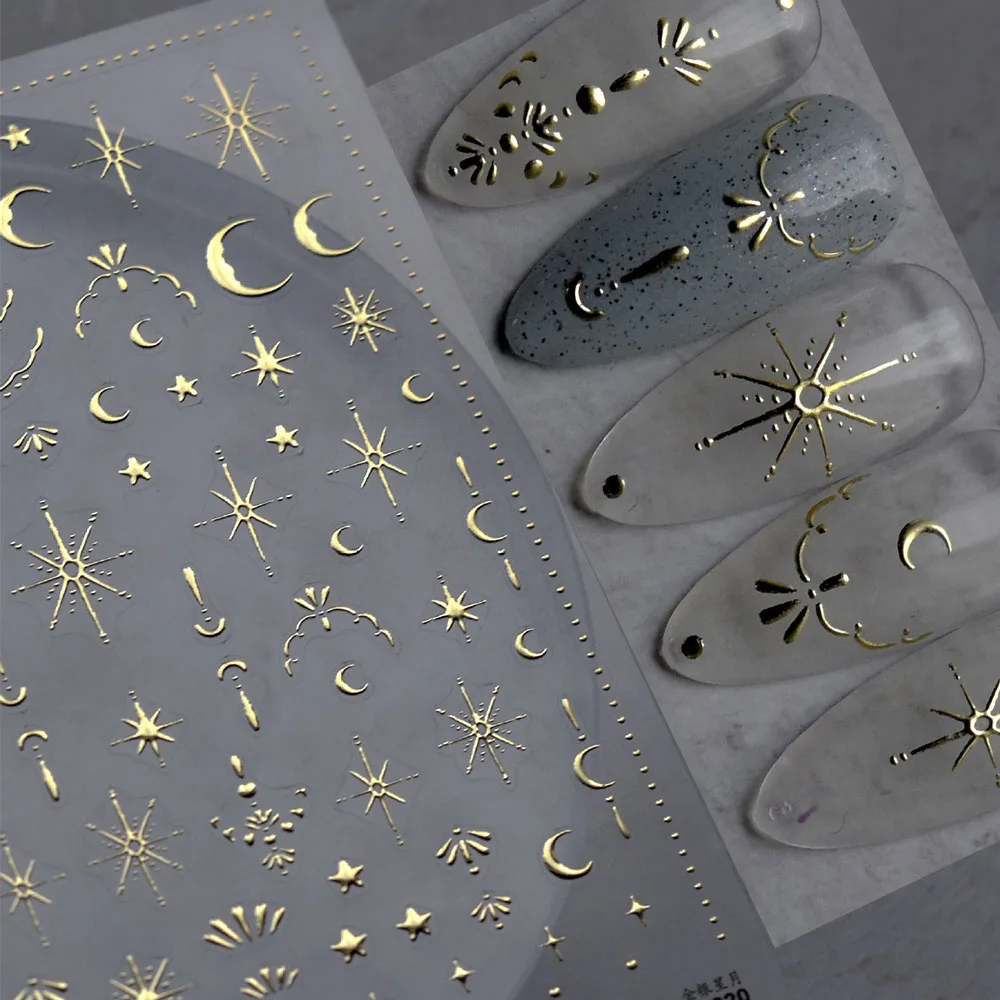 3D-Gold-Sun-Moon-Star-Bronzing-Nail-Art-Sticker-8-10cm-Laser-Star-Moon ...