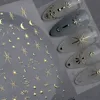 3D Gold Sun/Moon/Star Bronzing Nail Art Sticker 8*10cm Laser Star Moon Design Nail Decal Gold Silver Self-Adhesive Slider &*& 1