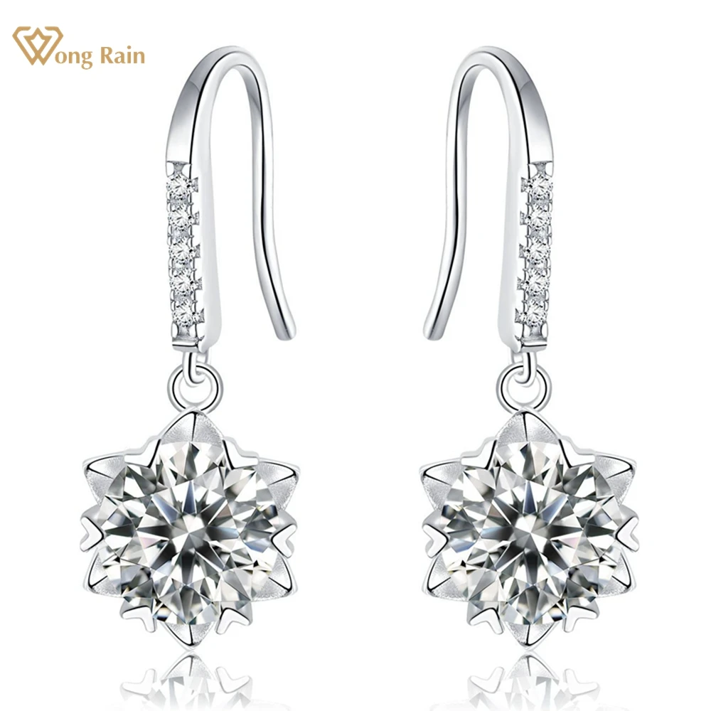 

Wong Rain 925 Sterling Silver VVS1 3EX D 0.5-1CT Round Cut Real Moissanite Diamonds Sparkling Drop Earrings For Women Jewelry