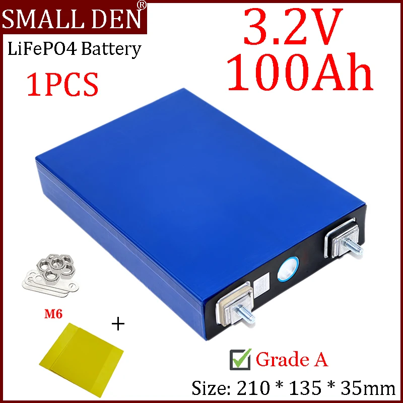 

1PCS LiFePO4 Battery 3.2V 100Ah Grade A 2C Discharge 100000mAh Large Capacity DIY 12V 24V Solar Storage RV Outdoor Power Supply