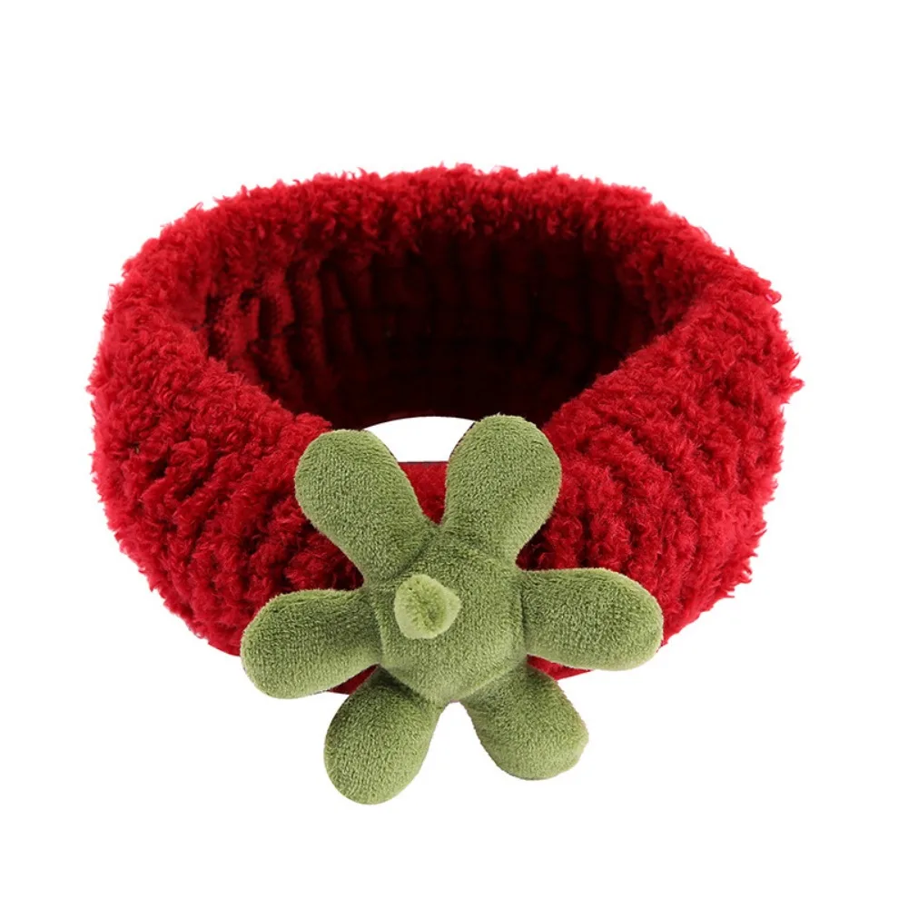 Strawberry Leaves Wash Face Headbands Sweatband Coral Fleece Wide Edge Hair Hoop Spa Bathroom Accessories Water Absorption