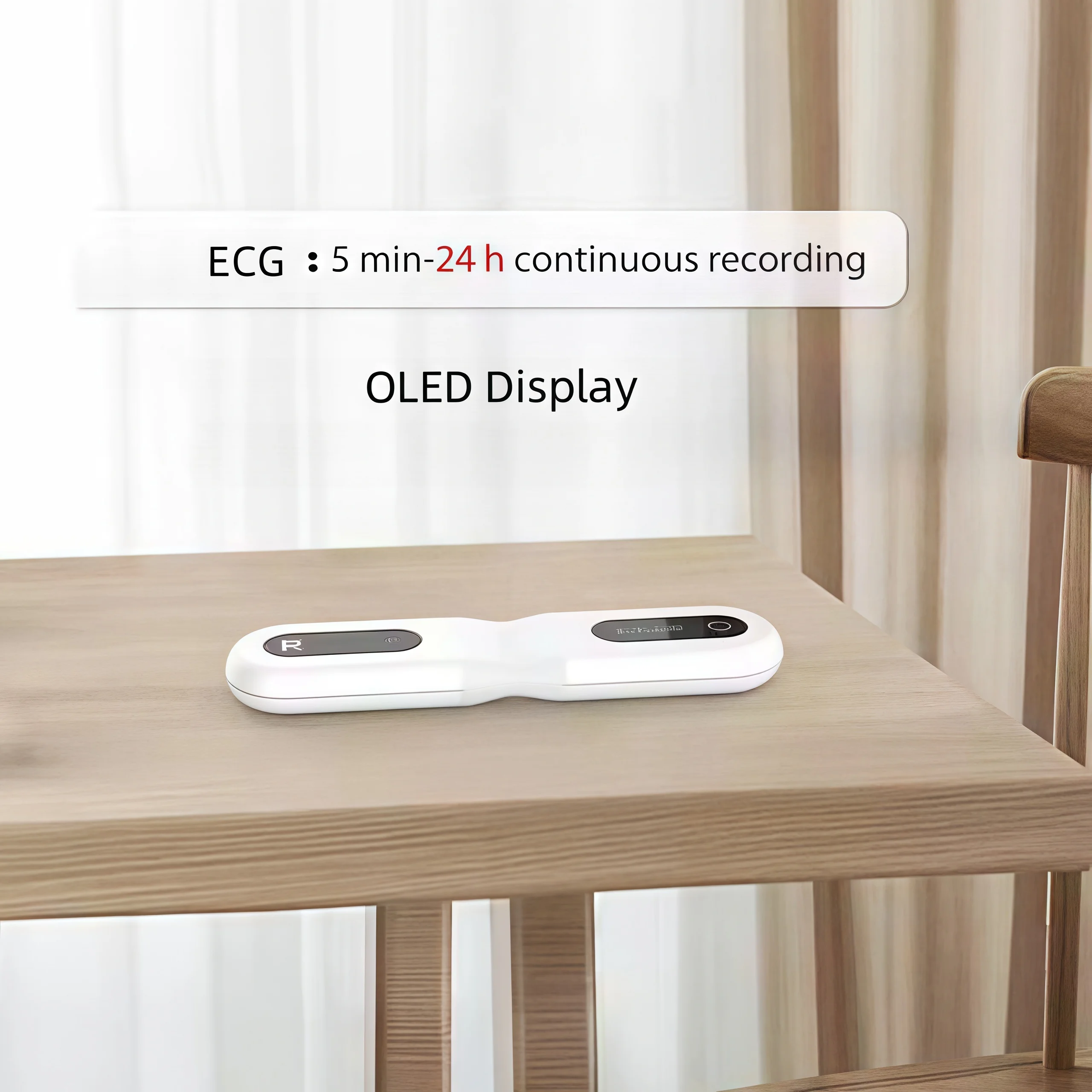 Bluetooth ECG monitor 24-hour real-time monitoring AI analysis dynamic ECG recorder wearable heart rate monitor OLED display