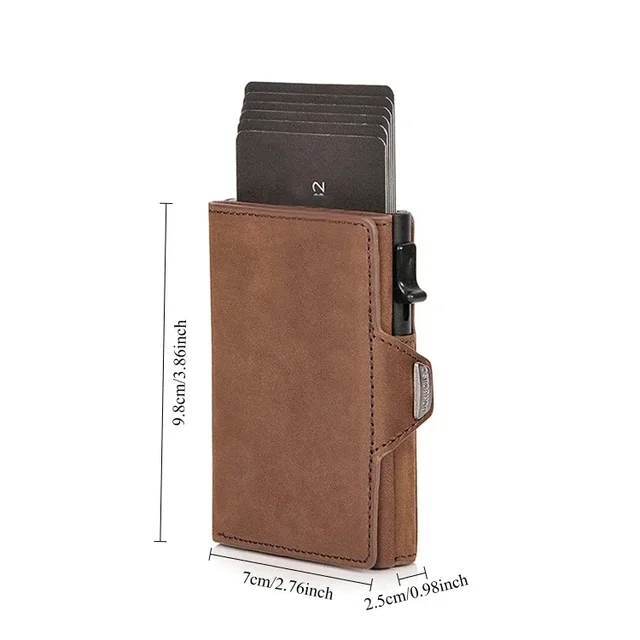 Pop-Up Credit Card Case with RFID Protection Pu Leather Wallet with Compartment for Notes and Coins for Men and Women 6