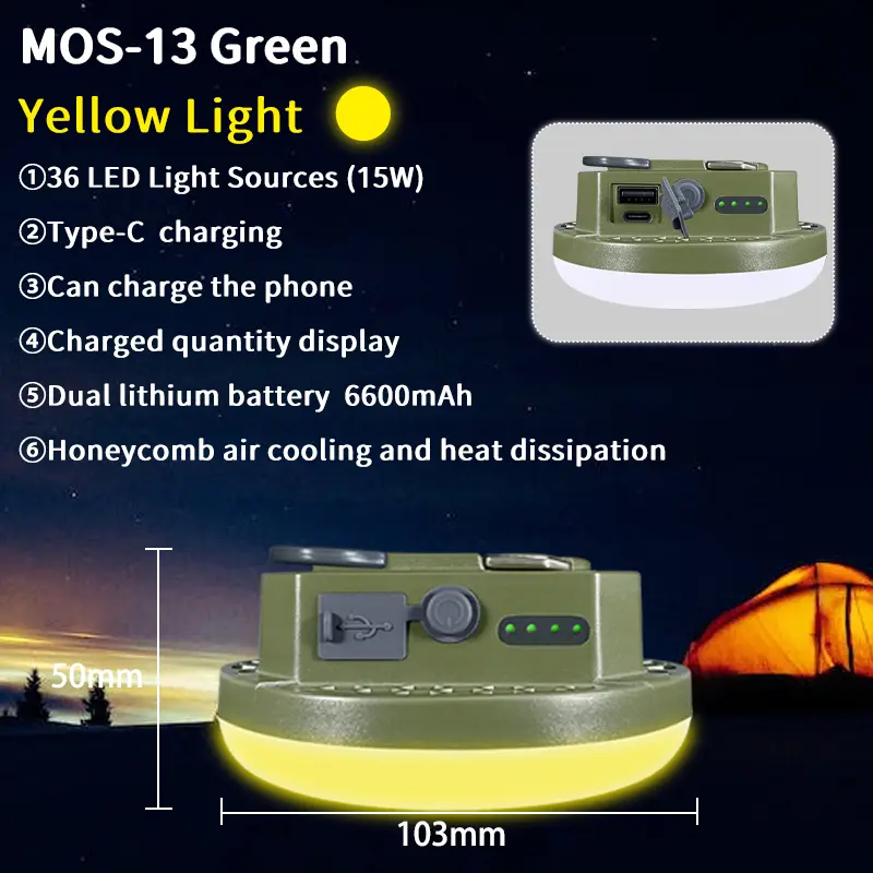 MOSLIGHTING 9900Mah Outdoor Camping Light Portable Rechargeable LED Magnet Tent Lamp Fishing Light Household Emergency Lighting - Image 12