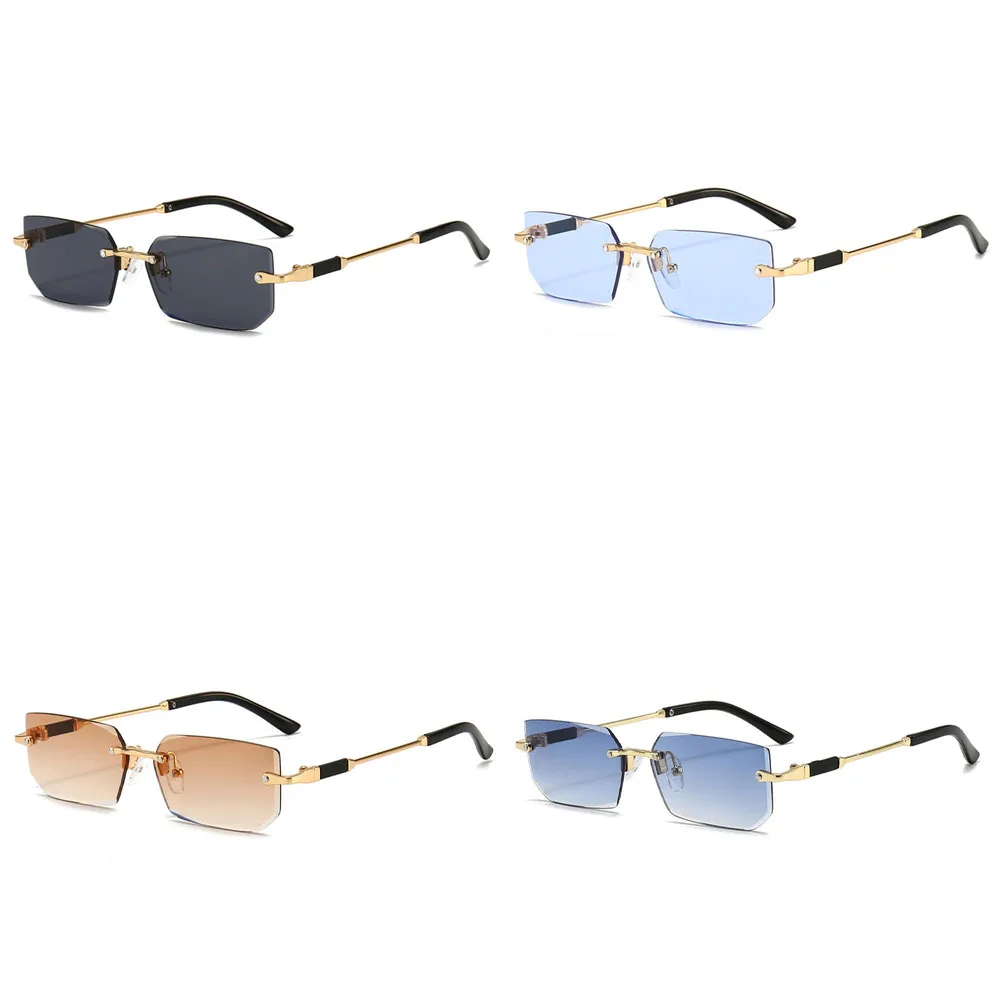 Y2K Rimless Rectangle Sunglasses for Women Men Trendy Frameless Sun Glasses Shades Summer Travel UV400 Eyewear Accessories