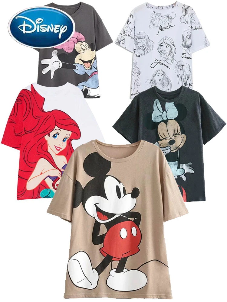 T-Shirt Disney Topolino Winnie The Pooh Bear Bambi Peter Pan Fate Daisy Duck Dumbo Cartoon Stampa Donna T-Shirt In Cotone
