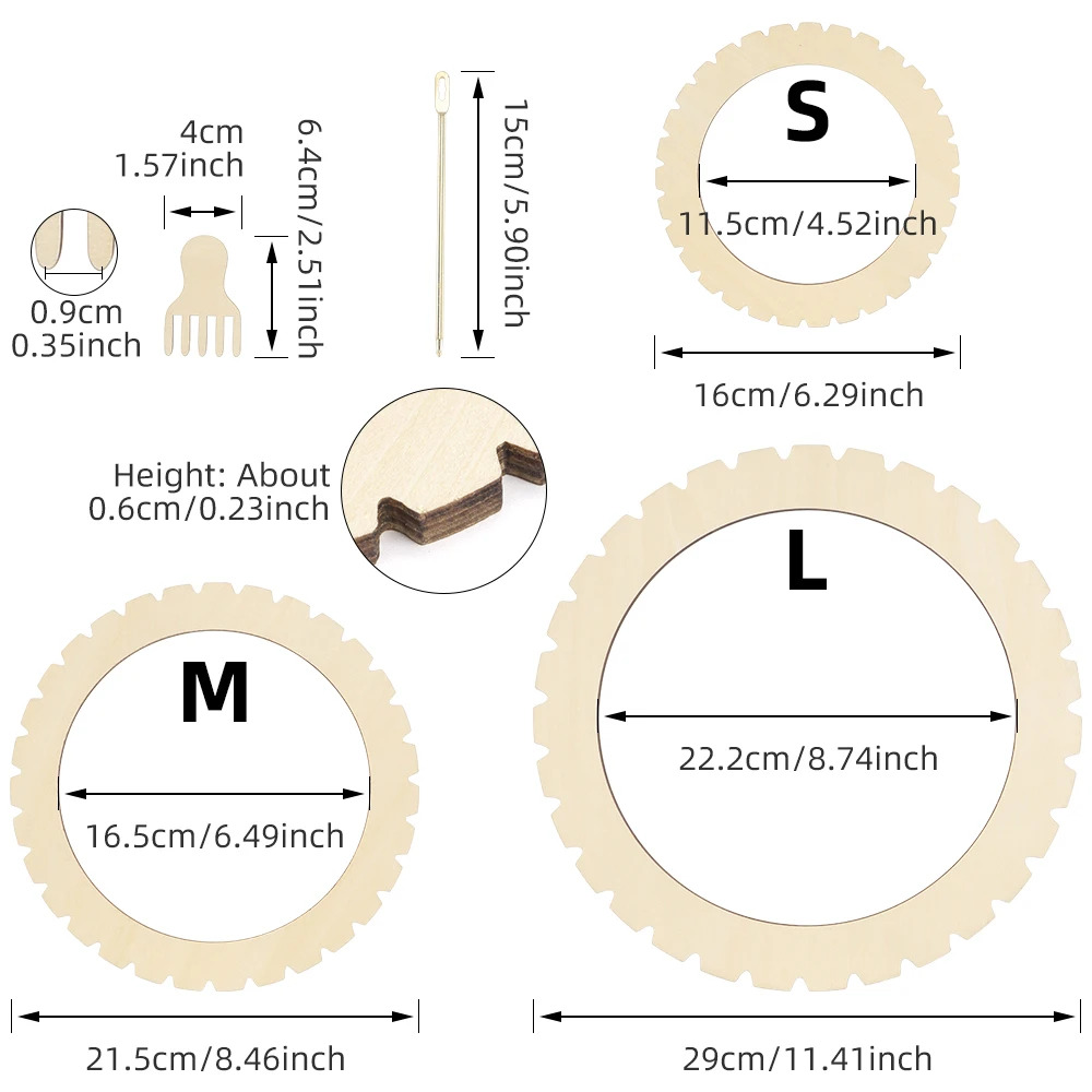 3 Größe Holz Webmaschinen Kit Holz Mini Webstühle runde Webstühle DIY Kunst handwerk Stricken Anfänger Weben Liebhaber