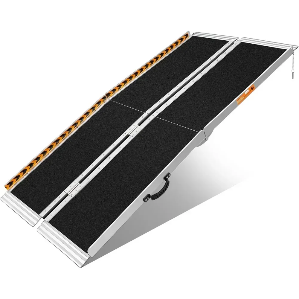 NEW-FACHNUO 6 Feet Portable Wheelchair Ramp, Non-Skid Aluminum Handicap Ramps with Handle, Folding Threshold Wheel Chair Ramp fo