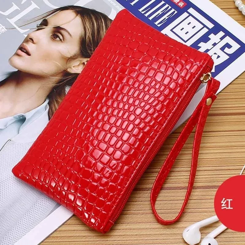 PU Women's Zero Wallet Fashion Handbag Card Bag Money Crocodile Pattern Handheld Bag Women's Handbags Fashion Clutches