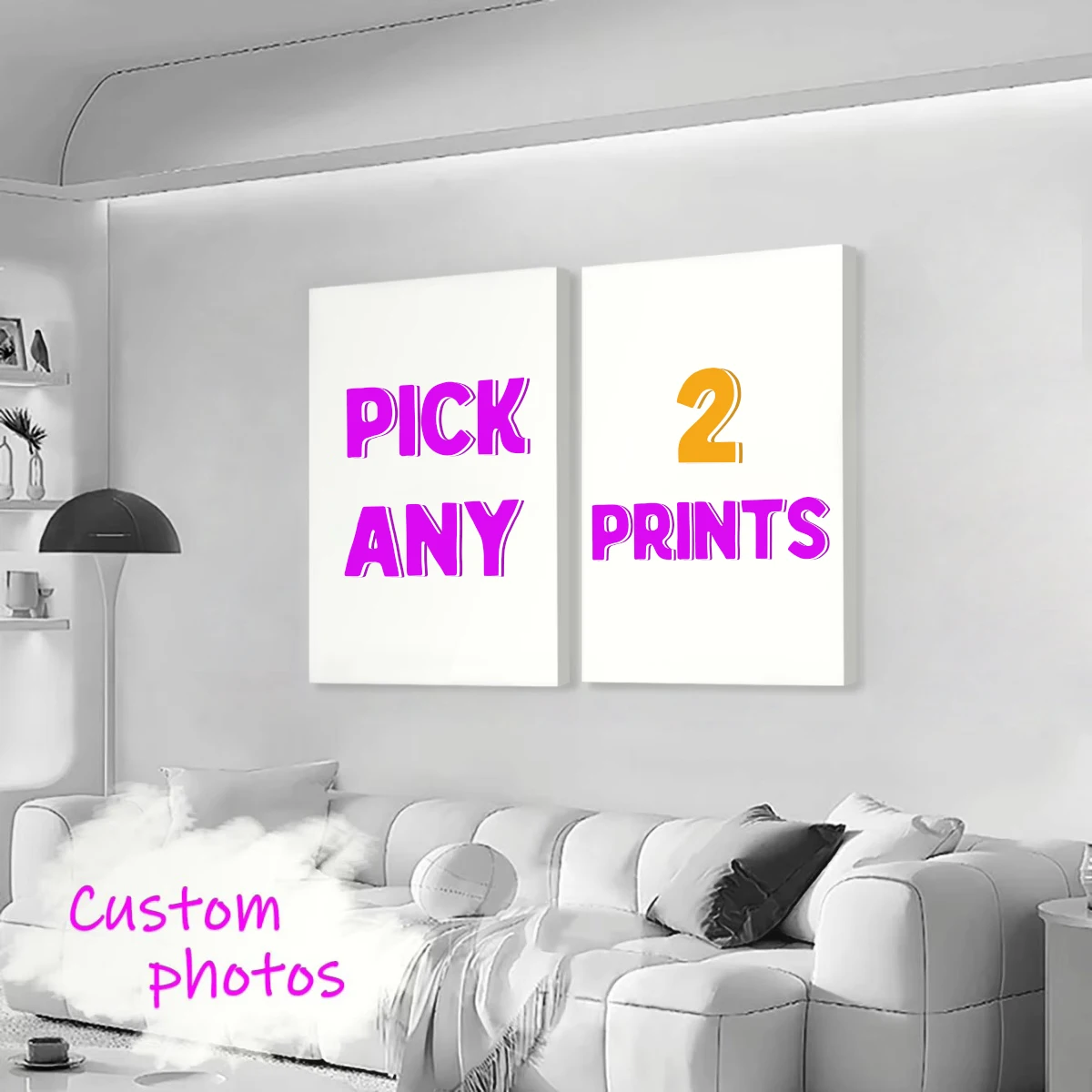 2pcs/set Custom Canvas Printing Personalized Photo Suitable for Family Life Pets Scenery Couple Weddings Home Decor Poster Gifts 1
