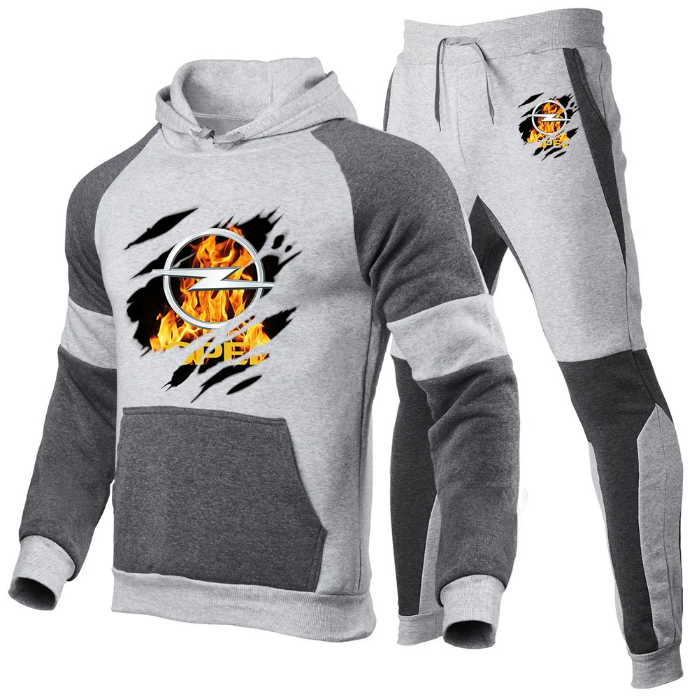 OPEL 2024 New Men's Spring and Autumn Zipper Hoodies Sweatpant Harajuku Sports Gradient Color Comfortable Versatile Suit 2