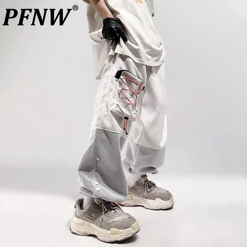 

PFNW Hip Hop Men's Cargo Bloomers Patchwork Niche Design High Street Male Overalls Casual Trousers 2023 Autumn Chic New 28B1021