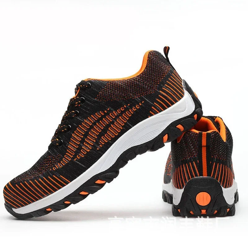 Men Casual Safety Shoes Spring Mesh Lace Up Steel Toe Shoe Men's Puncture Proof Labor Insurance Work Boots