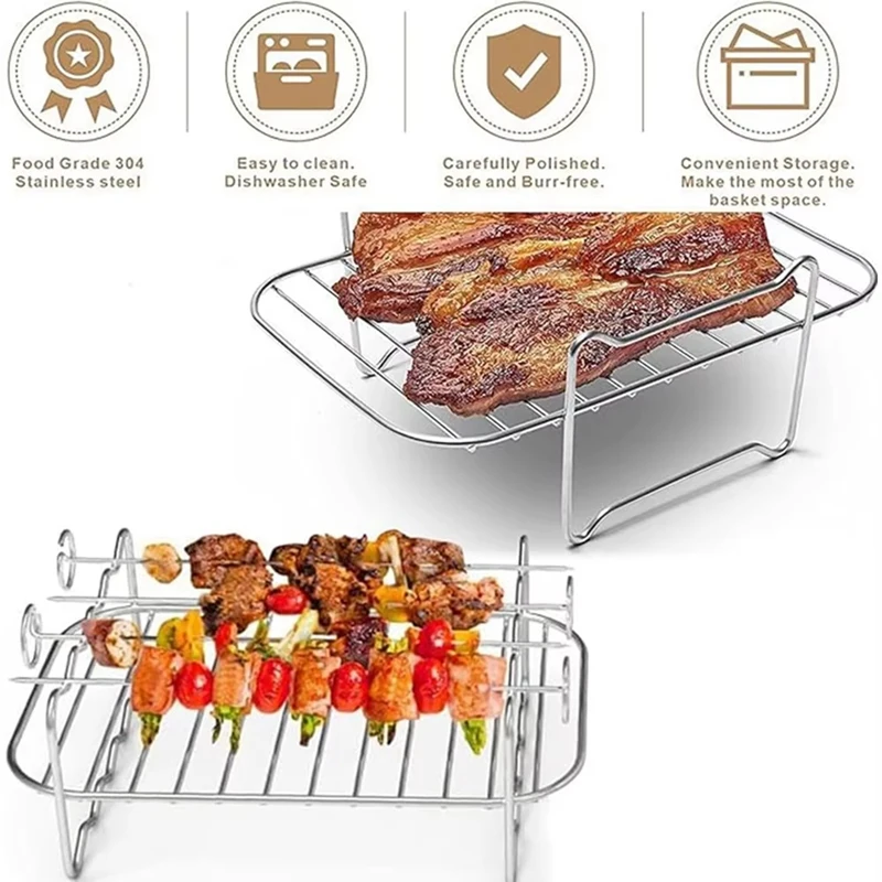 Air Fryer Accessories Set For Ninja AF400EU Double Zone Airfryer Silicone Air Fryer Liners Dehydrator Racks Baking Paper
