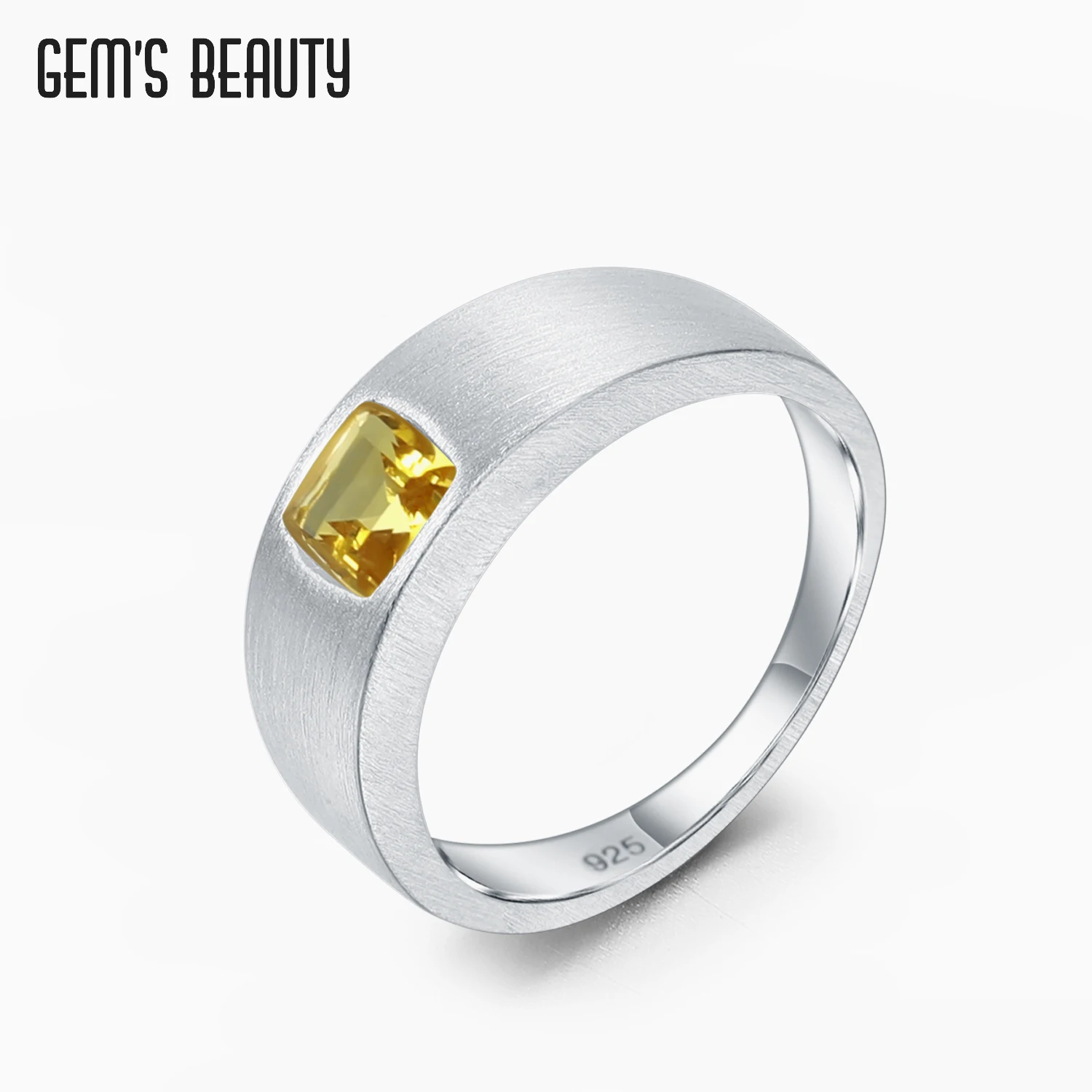 

Gem's Beauty November Birthstone Rings 925 Sterling Silver Natural Citrine Fine Jewelry Ring For Men Romantic Anniversary Gift