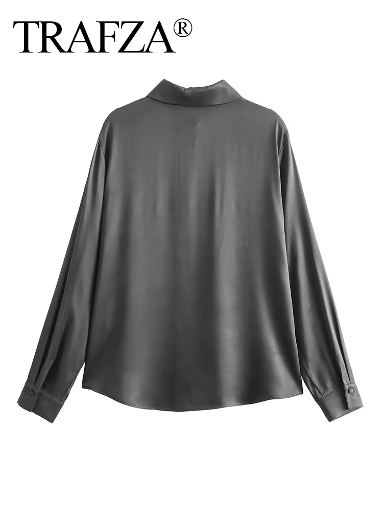 

Блузка женская однобортная свободного покроя, с длинным рукавом, на осень