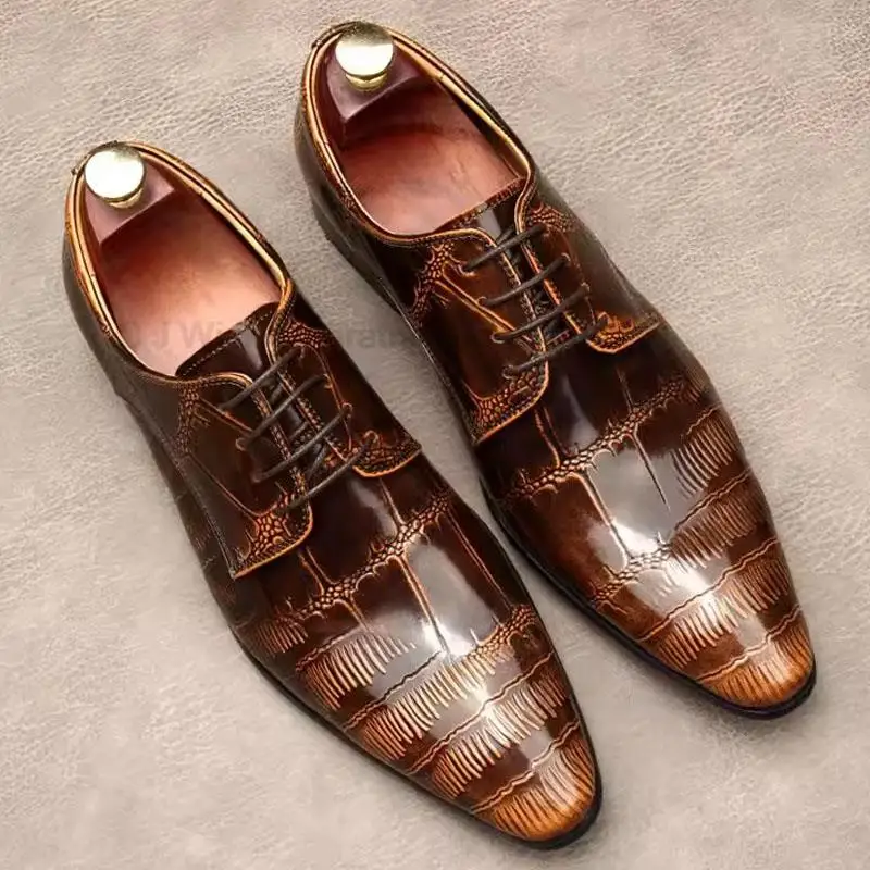 

Мужские туфли-оксфорды из натуральной кожи, с острым носком