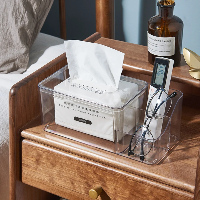 Tissue Box Tissue Dispenser Exquisite tissue box high-grade draw paper box acrylic household coffee table multi-function remote control desktop storage