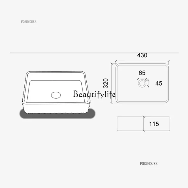 อ่างล้างหน้าแบบวางบนเคาน์เตอร์ ดีไซน์โปร่งใสลายนูน สำหรับห้องน้ำ อ่างแก้วดีไซน์สร้างสรรค์ สไตล์นอร์ดิก รูปทรงสี่เหลี่ยมผืนผ้า 6