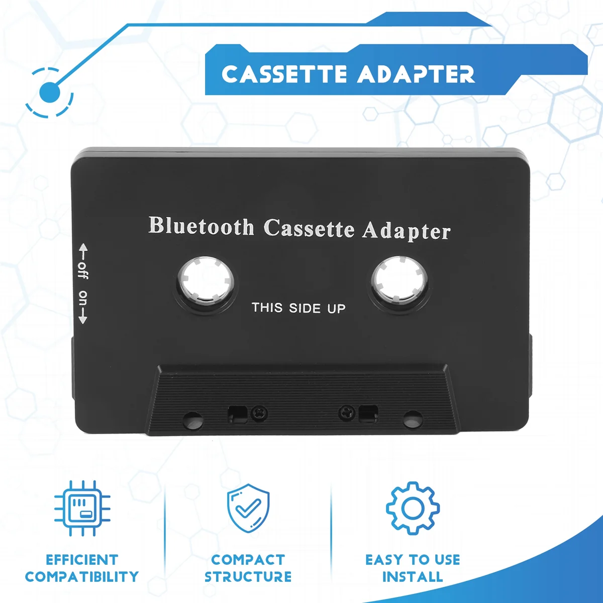 Universal Cassette Bluetooth 5.0 Audio Car Tape Aux Stereo Adapter with Mic for Phone MP3 AUX Cable CD PlayerABGI