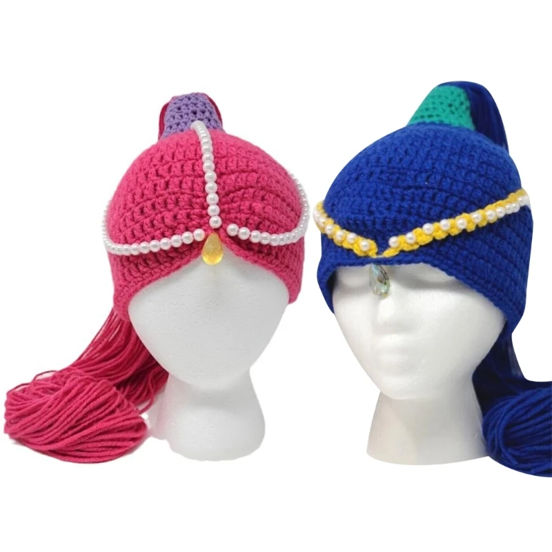 

Kids Ponytail Princess Hat Crocheted Handwoven Hat Princess Hat D46A