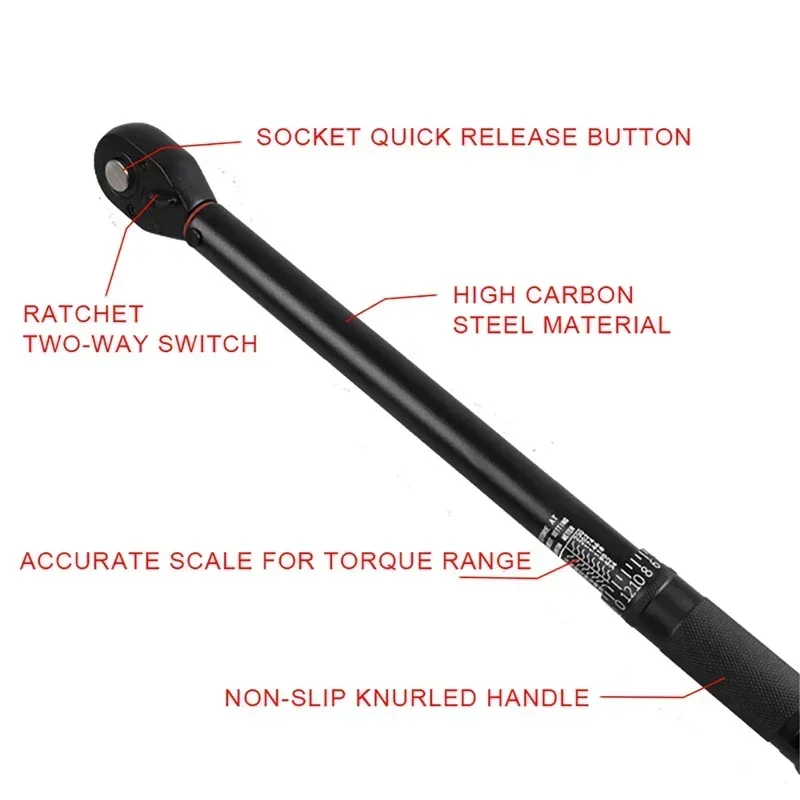 

Ratchet Bike Wrench Torques Square Tools Torque 1/2'' Two-way Key Car 1/4'' Automotive 2-210n.m Drive 3/8'' Bicycle Hand Preset
