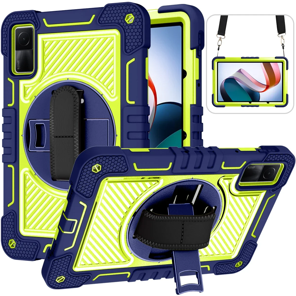 Heavy Duty Shockproof Tablet Case with Swivel Bracket, Handle, and Shoulder Strap