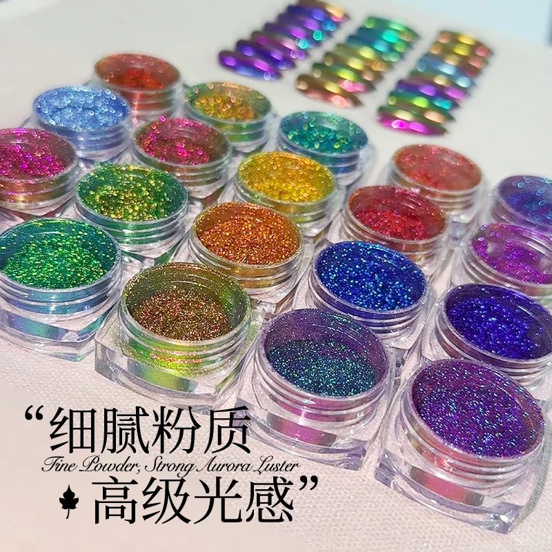 BOKO Chameleon Effect Nail Powder Dust Ultra fine Rich Glossy Pigment Mermaid Mirror Chrome For DIY Nail Art Decoration