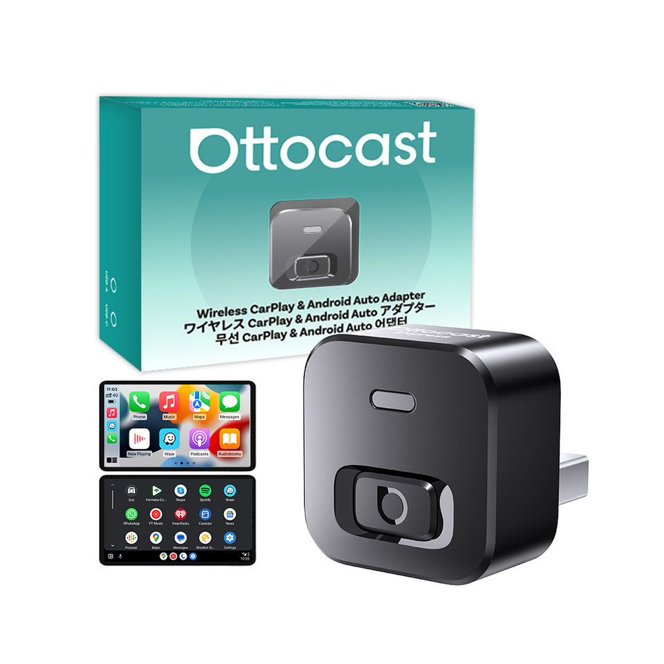 Ottocast Mini 2 Wireless Carplay Adapter Converter Mini CP AA Upgrade Device Wi-Fi6 BT5.4 Dual Channel Plug&Play Smart Pairing