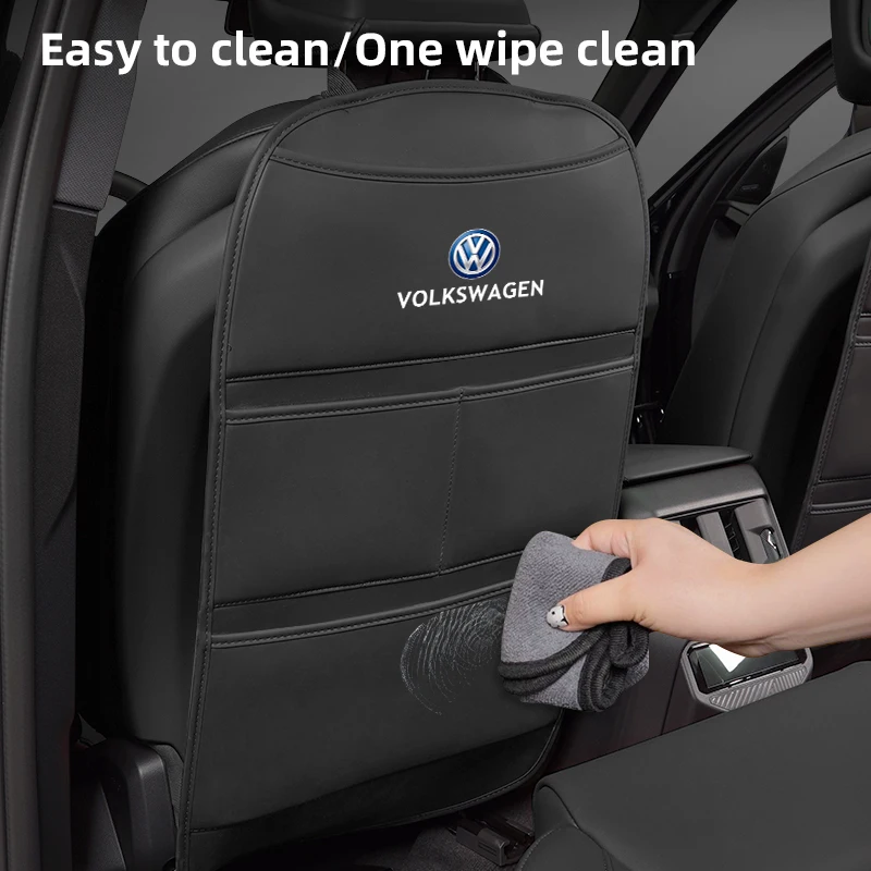 폭스바겐 GTI 골프 6 7 8 파사트 폴로 CC 티구안 아르테온 타이고 캐디 시로코용 포켓 보호 커버가 있는 차량용 시트 킥 방지 패드 1개